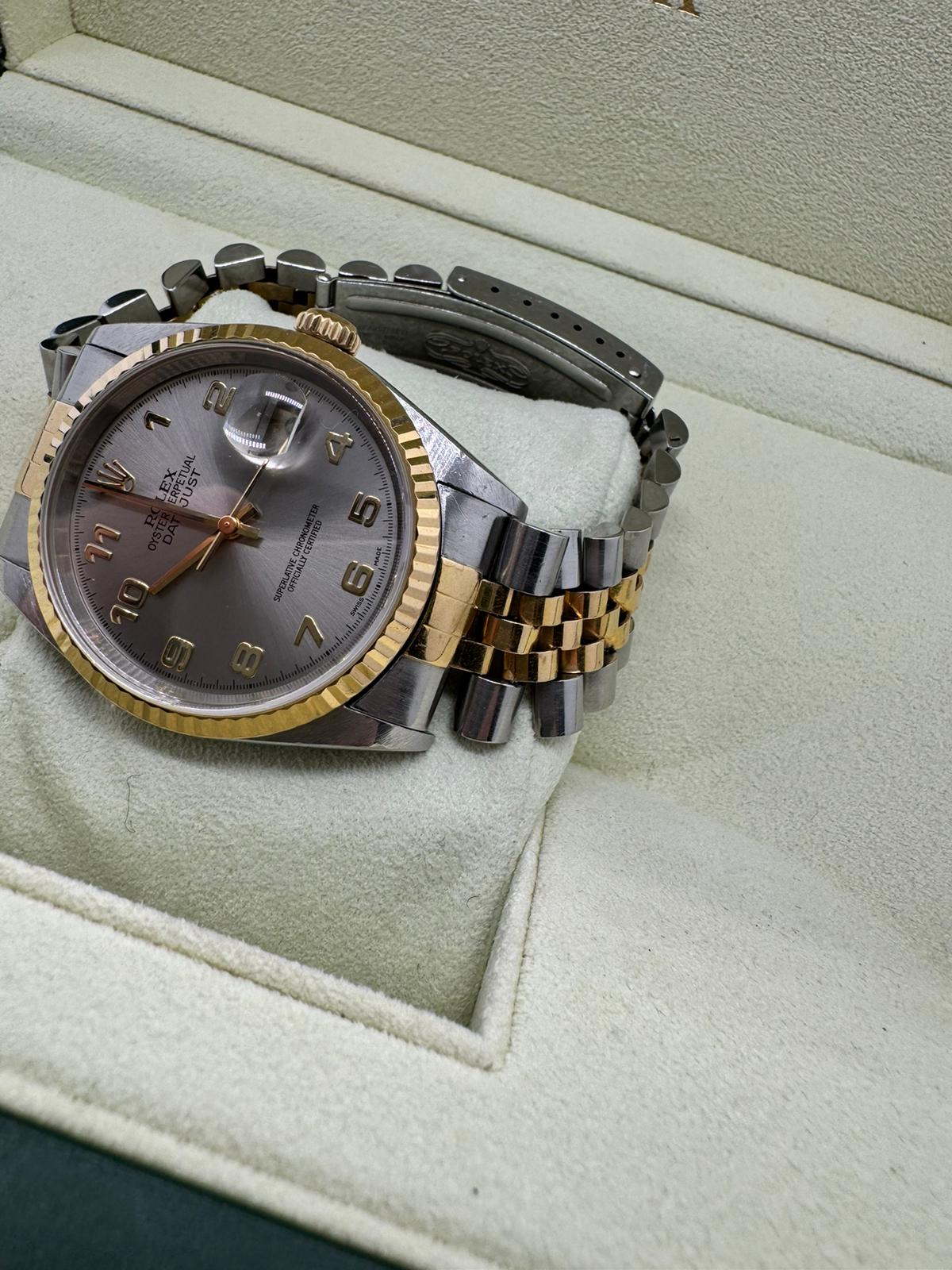 Rolex Datejust 16233, 36mm, graues Zifferblatt.
