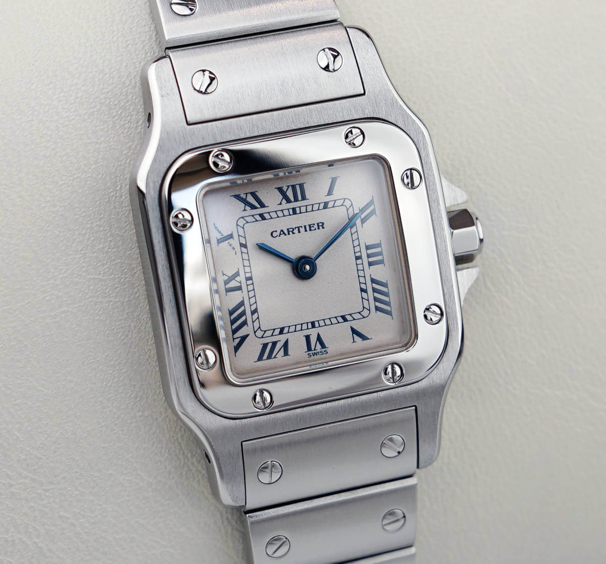 Cartier Santos Galbee Silver Blue Roman SM