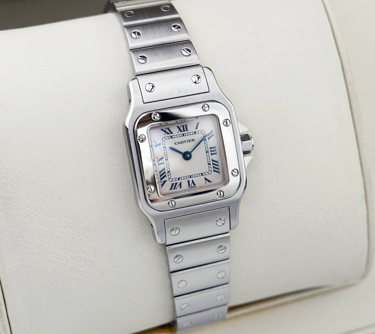 Cartier Santos Galbee Silver Blue Roman SM