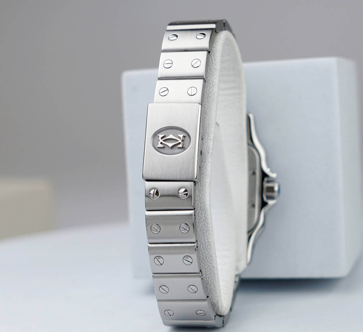 Cartier Santos Galbee Silver Blue Roman SM
