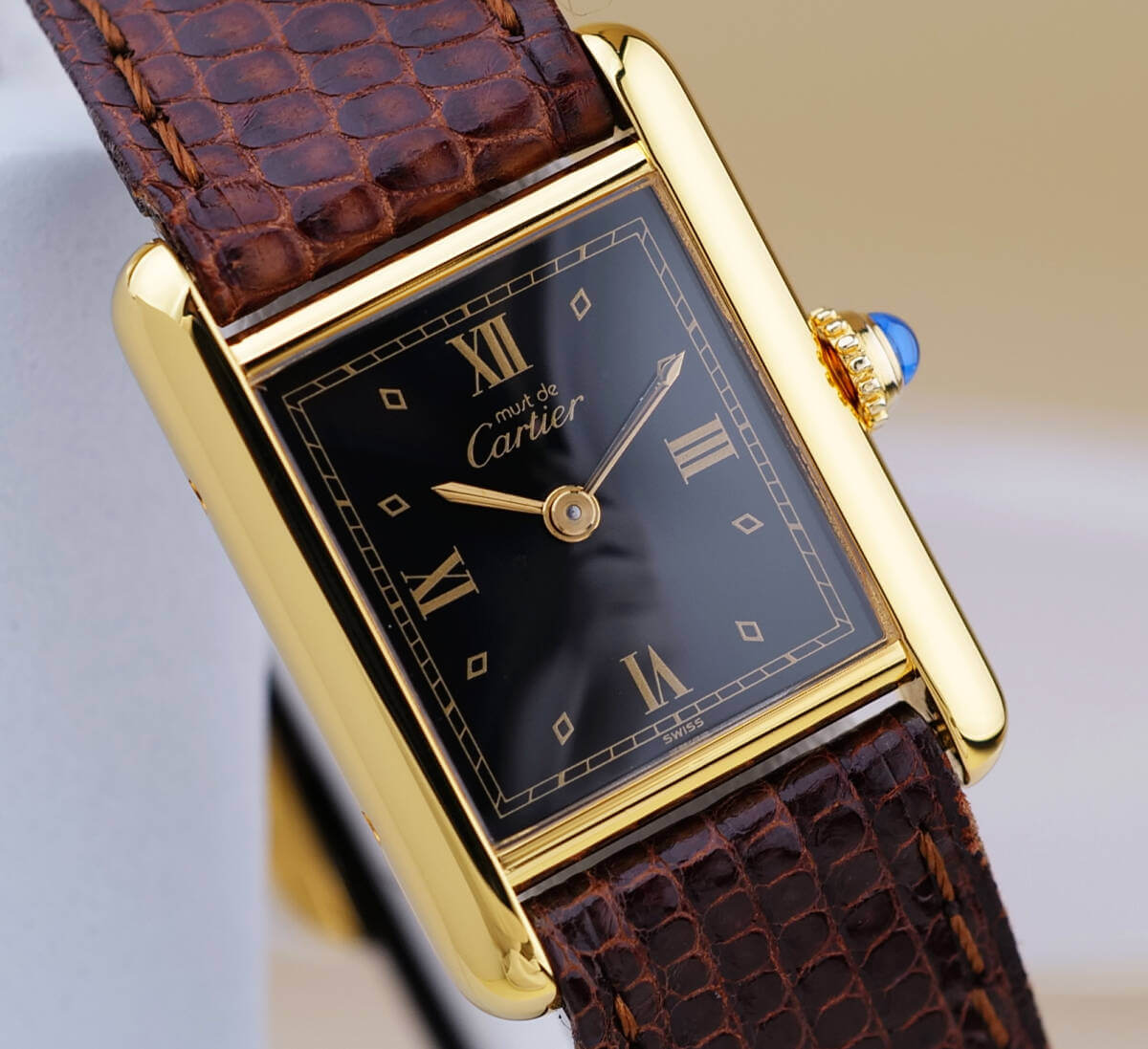 Cartier Must Tank Black Roman Index SM