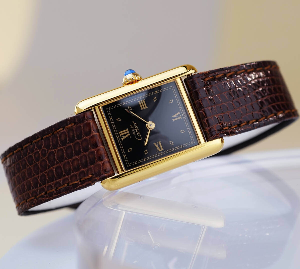 Cartier Must Tank Black Roman Index SM