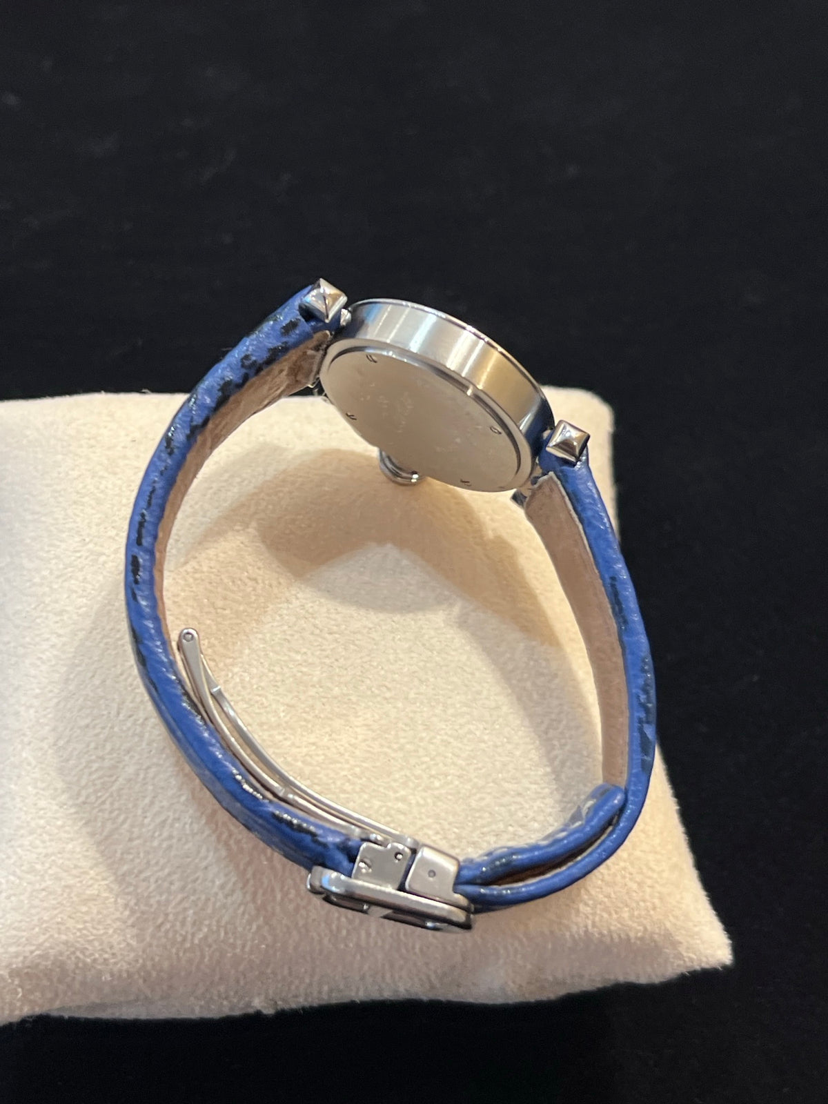 Cartier Pasha Stahl Damen Datum, Quarz, blaues Lederband, Foto 6 von 6