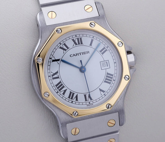 Cartier Santos Octagon Combi Roman Index mit Gold/Stahl-Armband