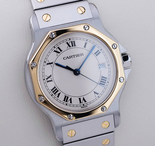 Cartier Santos Octagon Combi Roman Index mit Gold/Stahl-Armband