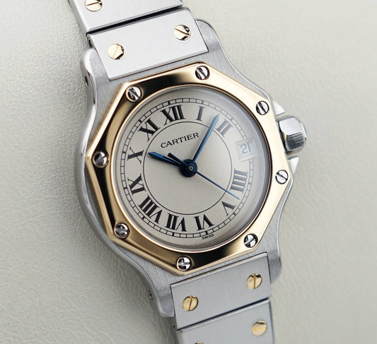 Cartier Santos Octagon Combi Roman Index mit Gold/Stahl-Armband