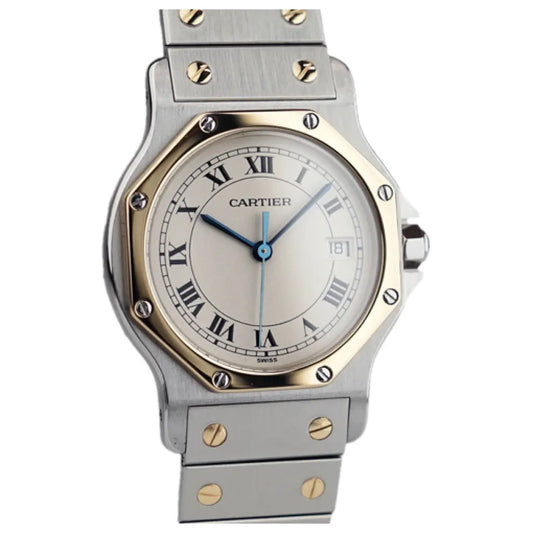 Cartier Santos Octagon Roman Index Bi-Color mit Gold/Stahl-Armband