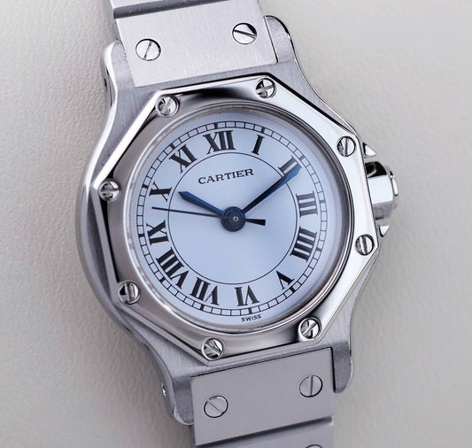Cartier Santos Octagon Silver Roman Index Automatic mit Stahlarmband