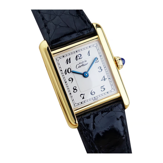 Cartier Tank Must Arabia Index mit schwarzem Lederarmband