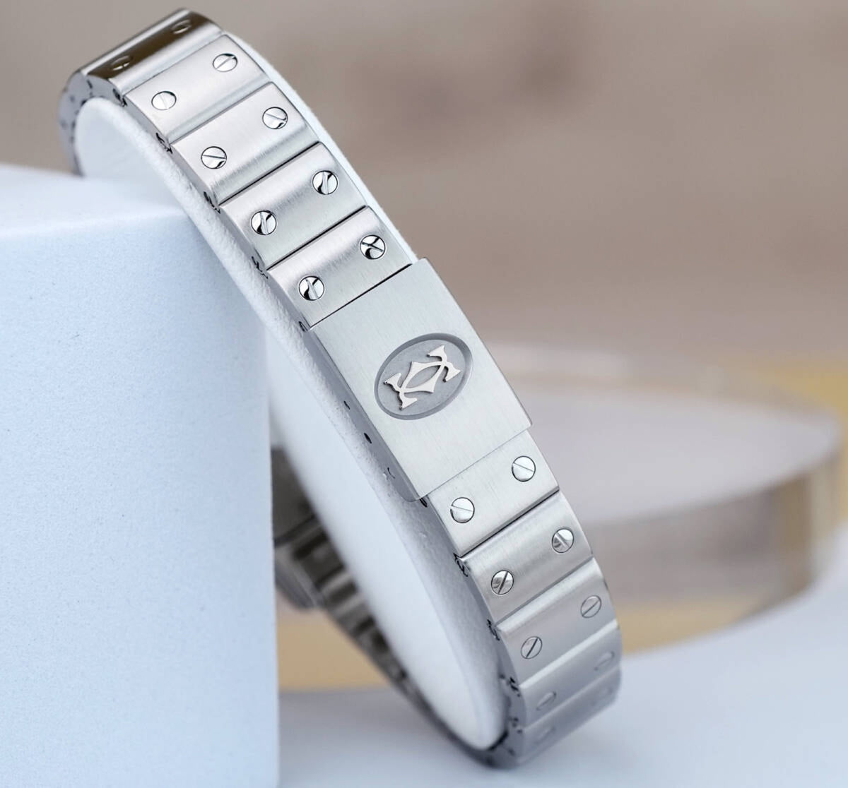 Cartier Santos Galbee Silver Blue Roman Index SM Automatik