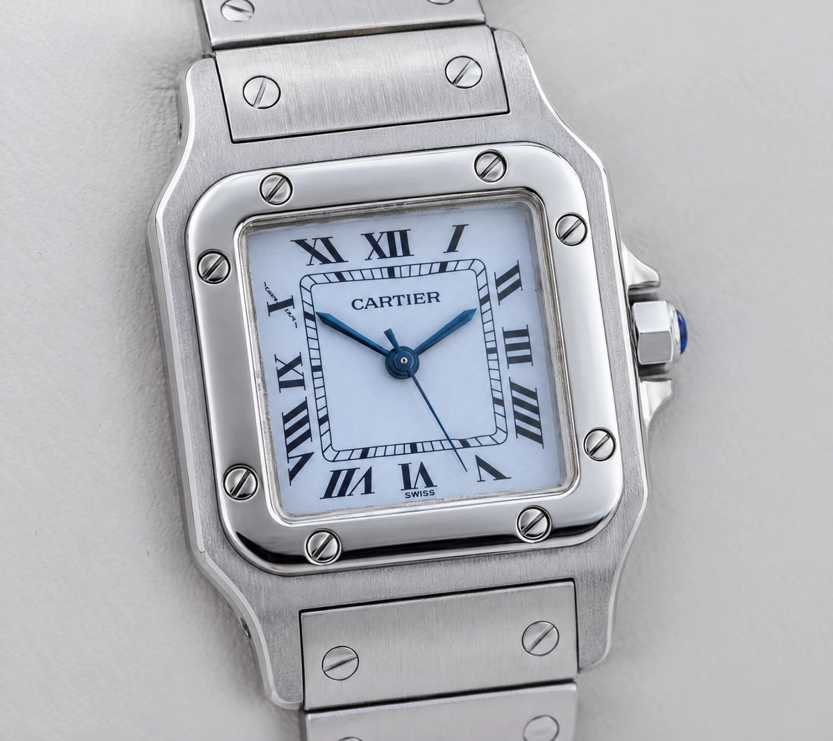 Cartier Santos Galbee Silver Blue Roman Index SM Automatik
