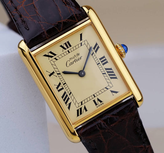 Cartier Must Tank Ivory Roman Index LM