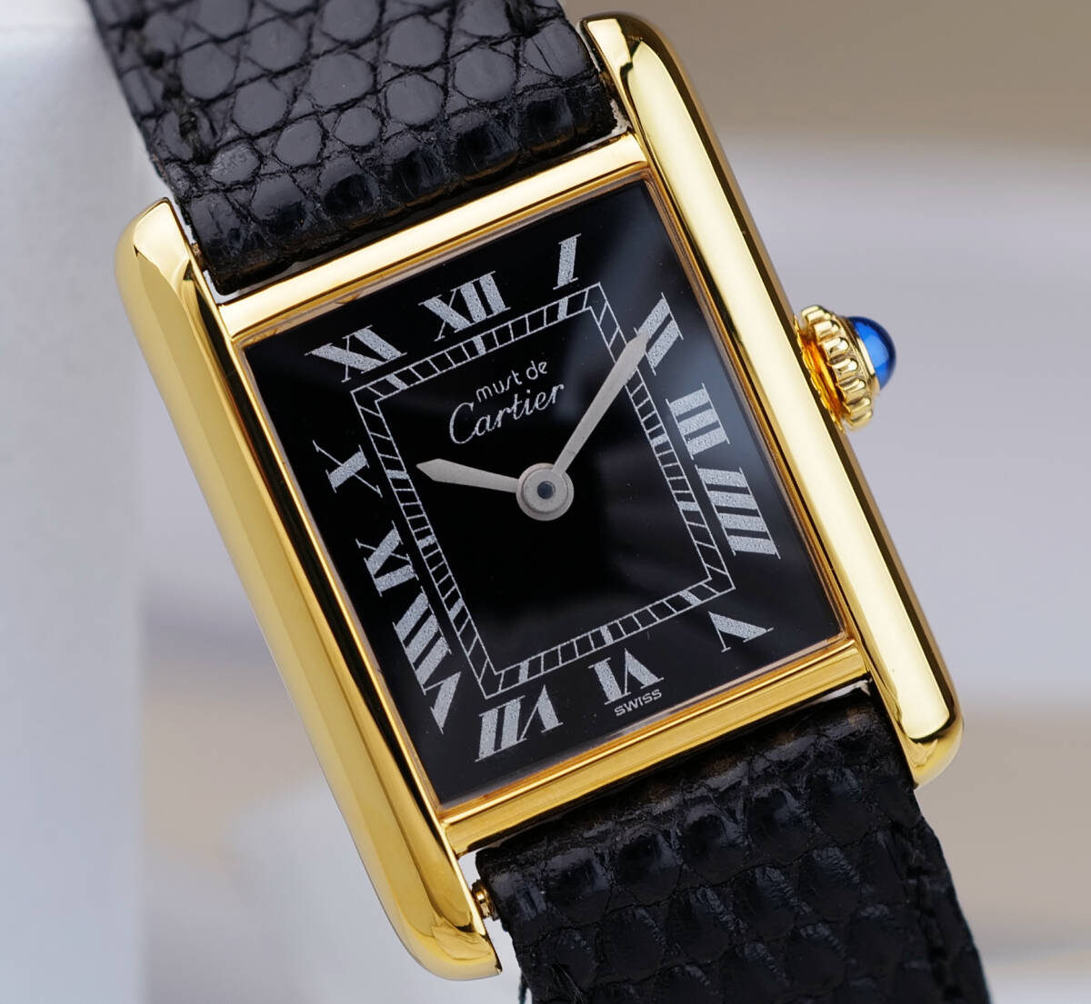 Cartier Must Tank Black Roman Index SM