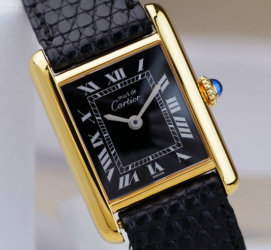 Cartier Must Tank Black Roman Index SM