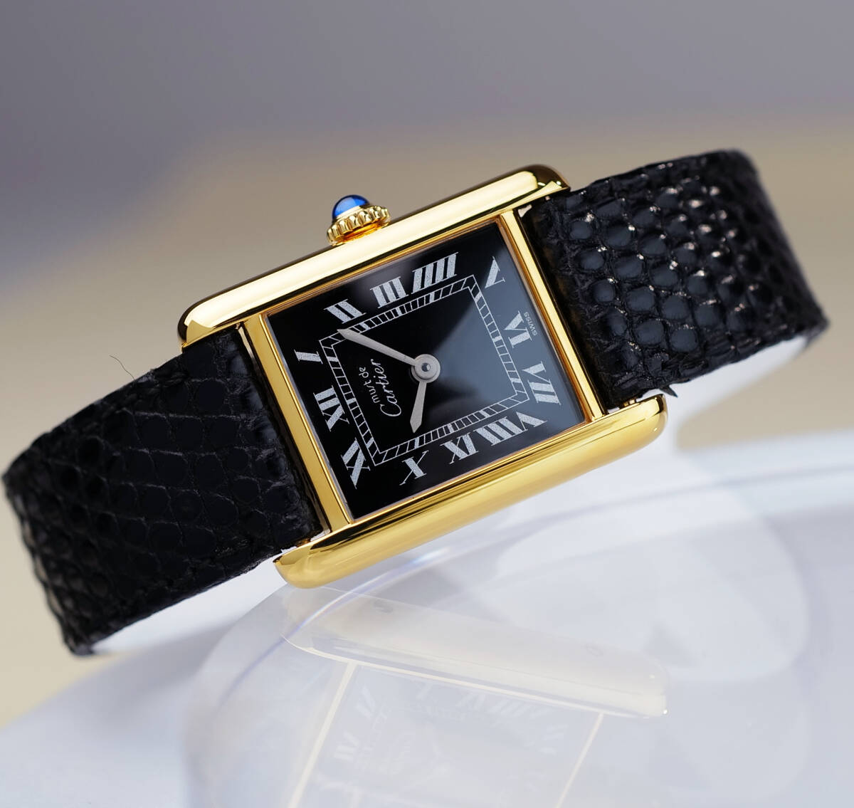 Cartier Must Tank Black Roman Index SM