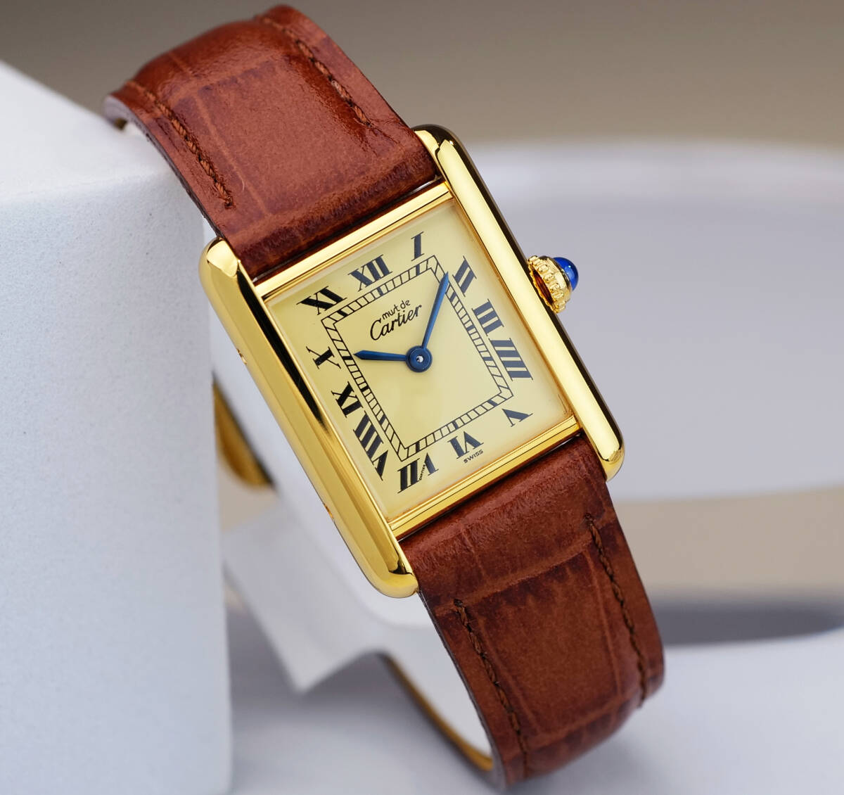 Cartier Must Tank Ivory Roman Index SM