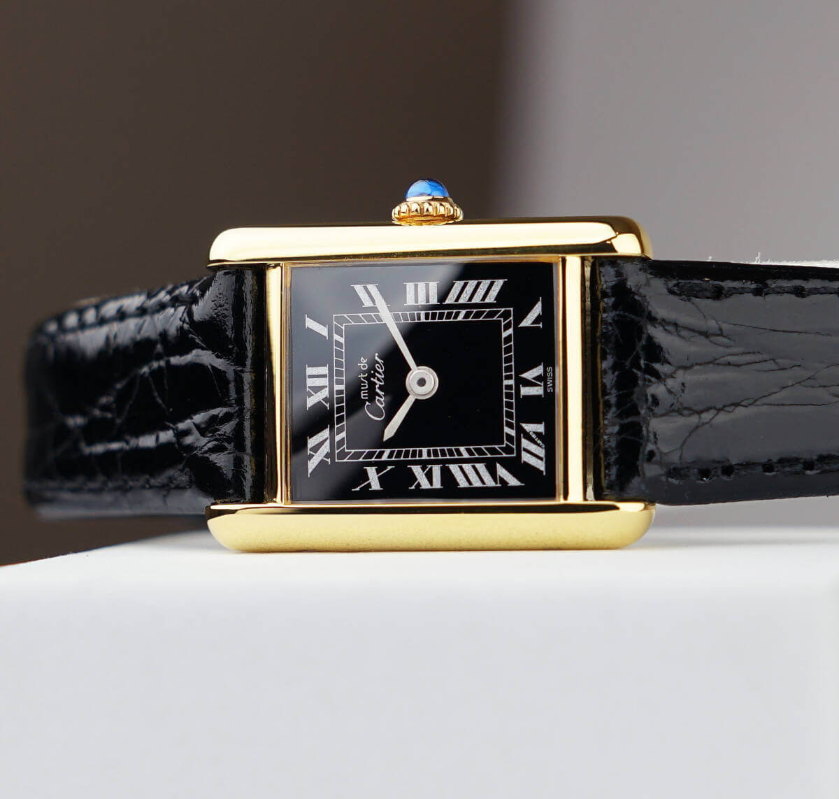 Cartier Must Tank Black Roman Index SM