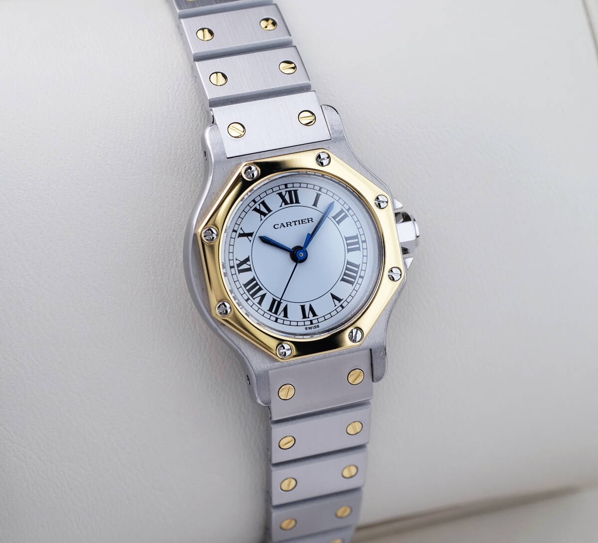 Cartier Santos Octagon Combi Roman Index SM, Automatik, Original Gold/Stahl-Armband, Foto 2 von 7