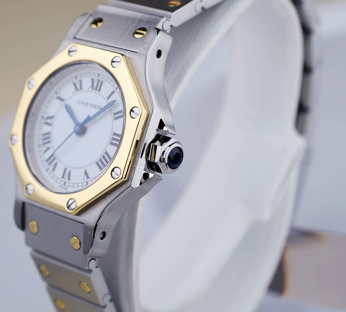 Cartier Santos Octagon Combi Roman Index SM, Automatik, Original Gold/Stahl-Armband, Foto 4 von 7