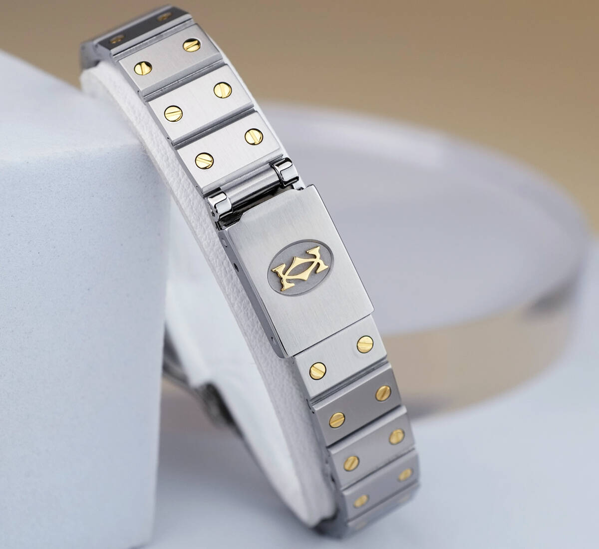 Cartier Santos Octagon Combi Roman Index SM, Automatik, Original Gold/Stahl-Armband, Foto 7 von 7