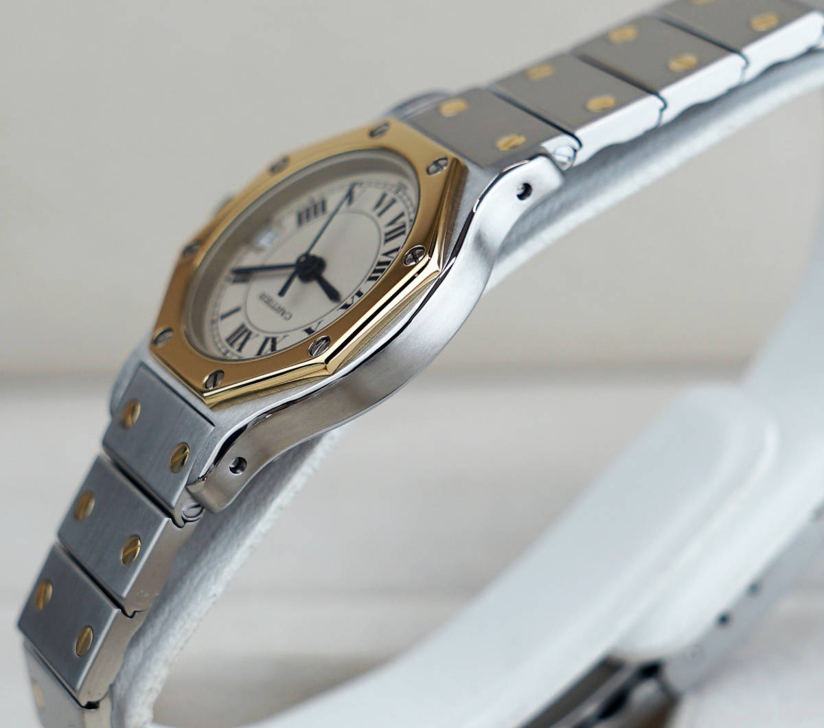 Cartier Santos Octagon Combi Roman Index SM, Quarz, Original Gold/Stahl-Armband, Foto 7 von 7