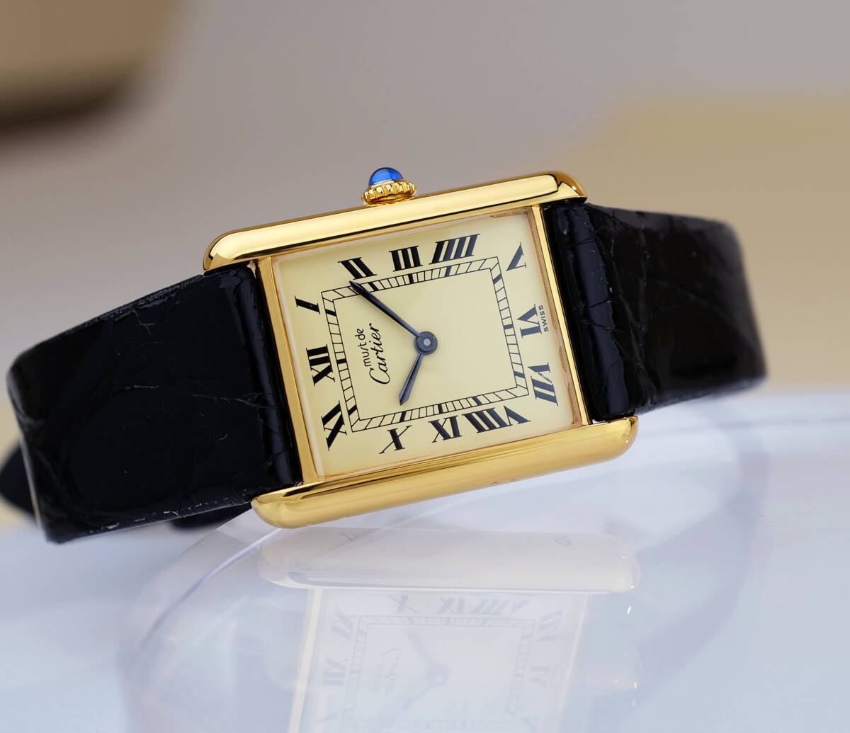 Cartier Must Tank Roman Ivory Index LM