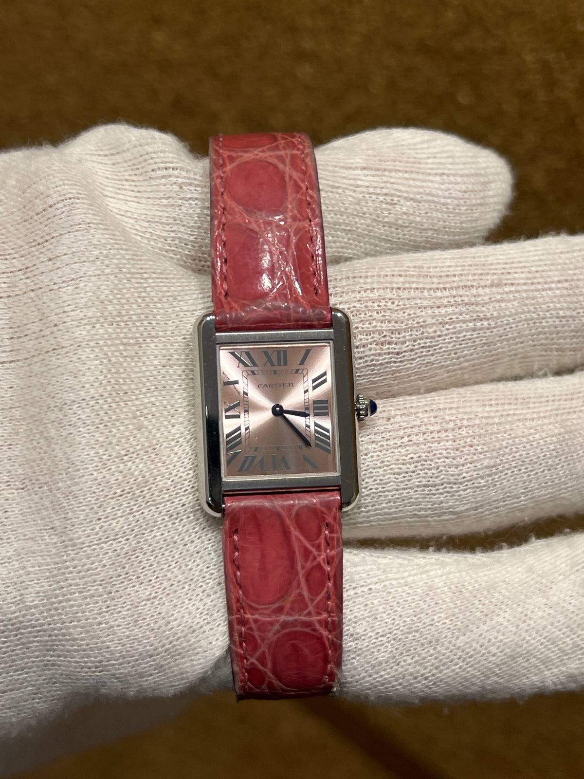 Cartier Tank Solo Small Rosa Dial, Quarz, Lederband, Foto 4 von 7