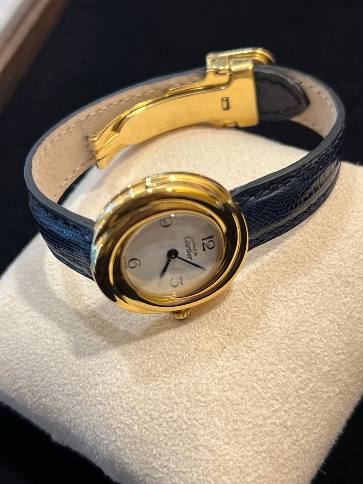 Cartier Must Trinity Vermeil Weiss Dial, Quarz, blaues Lederband, Foto 2 von 4
