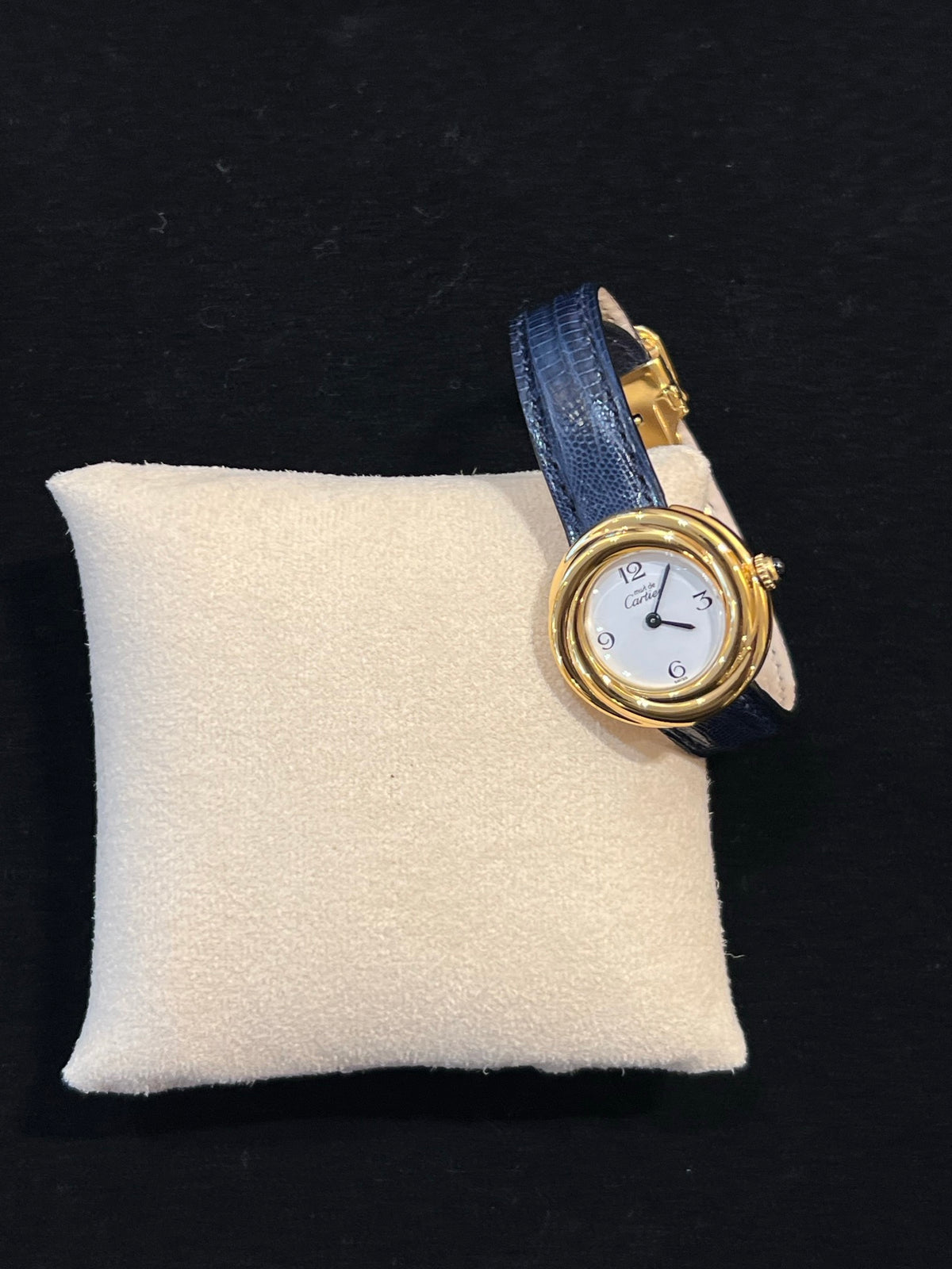 Cartier Must Trinity Vermeil Weiss Dial, Quarz, blaues Lederband, Foto 3 von 4